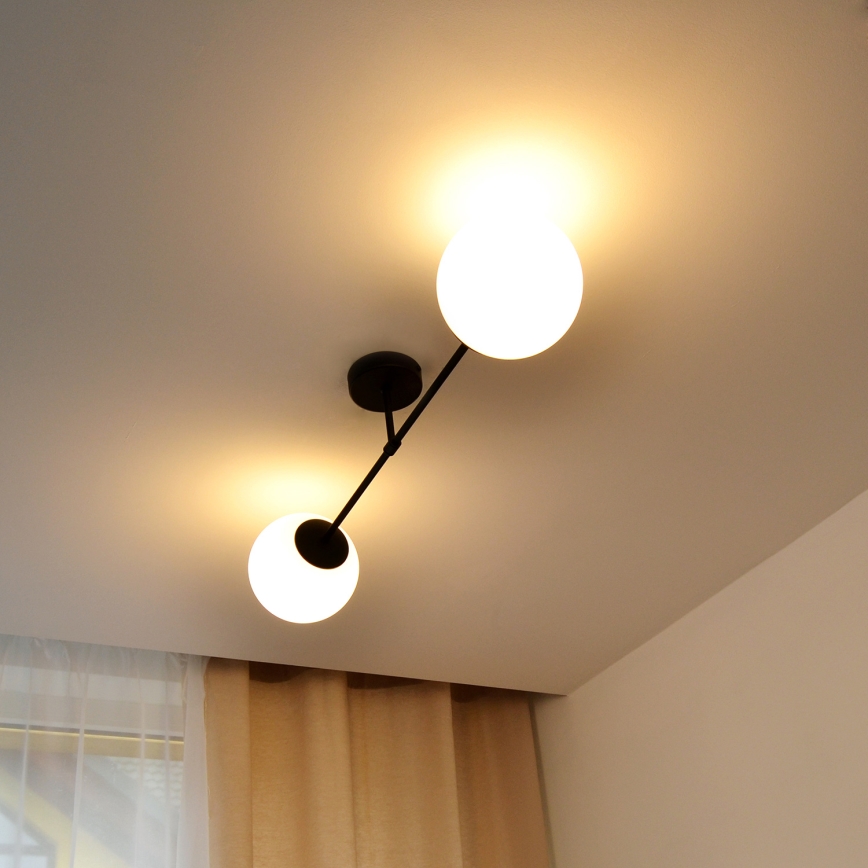 Kiinteä kattokruunu MOON 2xE27/15W/230V musta