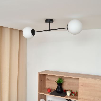 Kiinteä kattokruunu MOON 2xE27/15W/230V musta