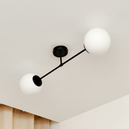 Kiinteä kattokruunu MOON 2xE27/15W/230V musta
