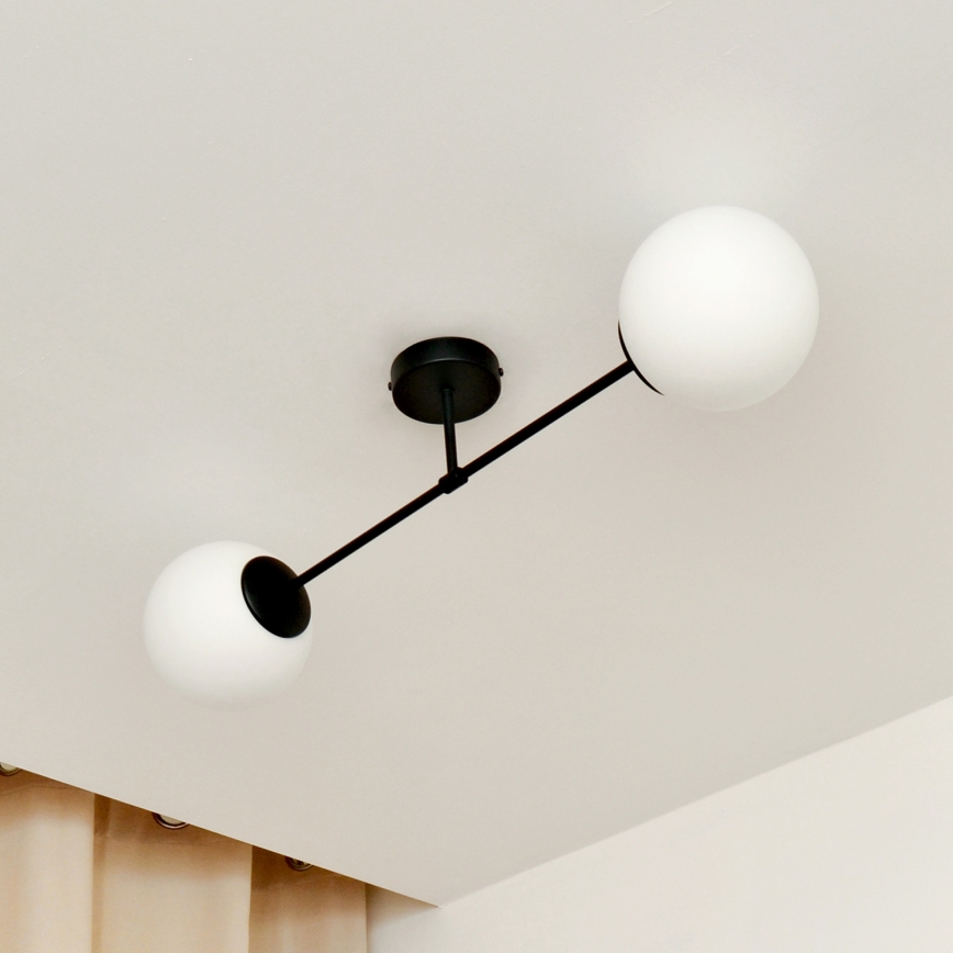 Kiinteä kattokruunu MOON 2xE27/15W/230V musta