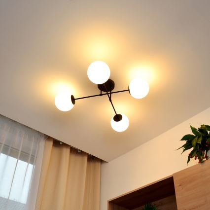 Kiinteä kattokruunu MOON 4xE27/15W/230V musta