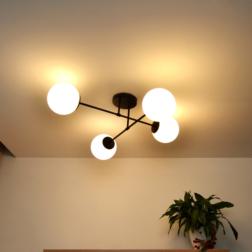 Kiinteä kattokruunu MOON 4xE27/15W/230V musta