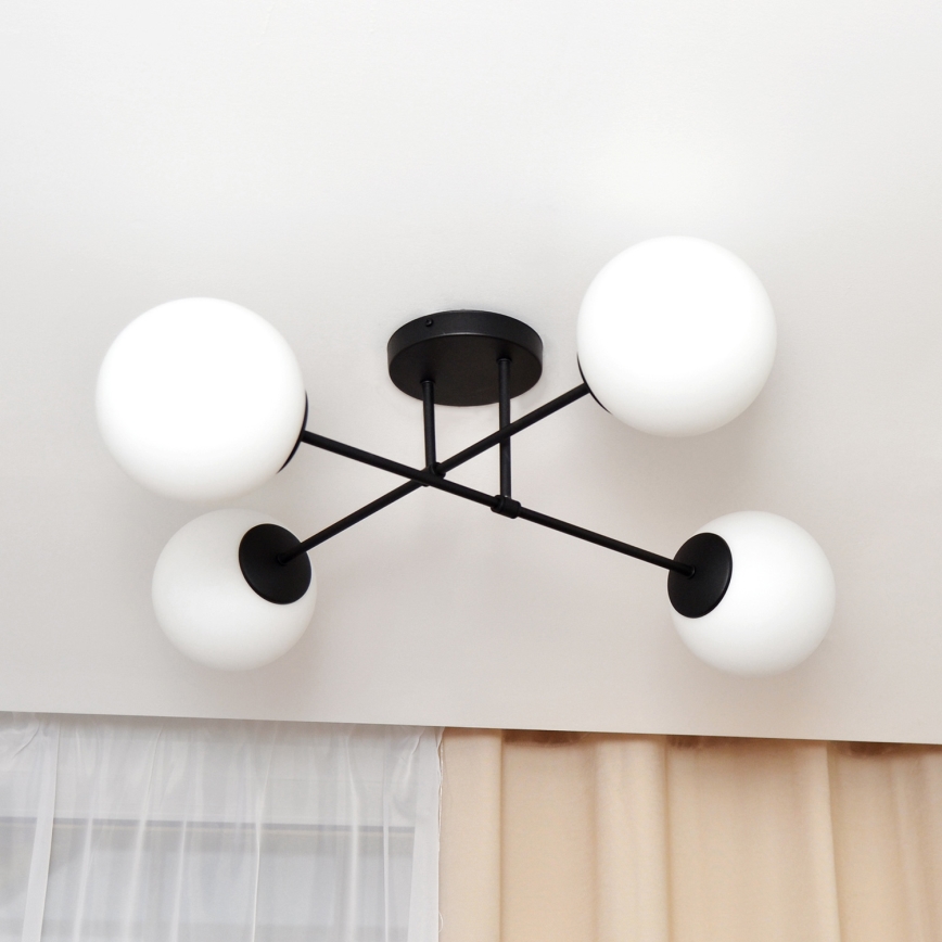 Kiinteä kattokruunu MOON 4xE27/15W/230V musta