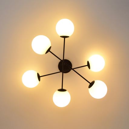 Kiinteä kattokruunu MOON 6xE27/15W/230V musta