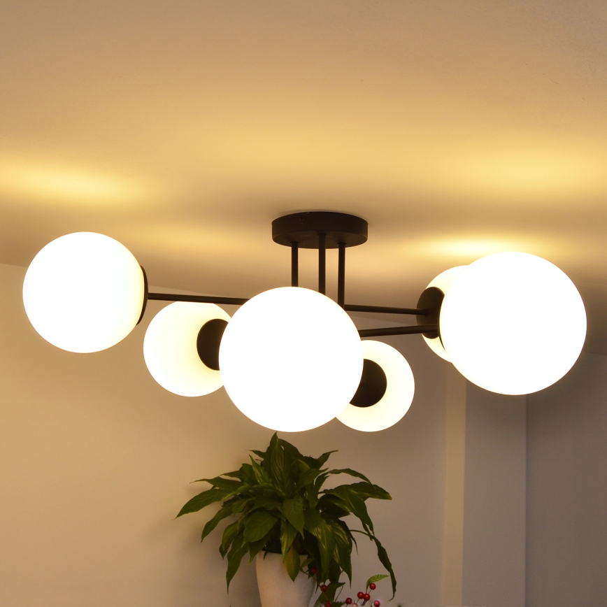 Kiinteä kattokruunu MOON 6xE27/15W/230V musta