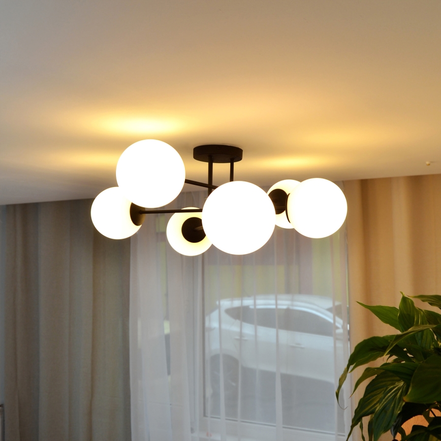 Kiinteä kattokruunu MOON 6xE27/15W/230V musta