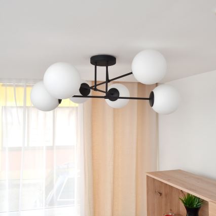 Kiinteä kattokruunu MOON 6xE27/15W/230V musta