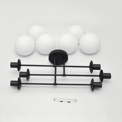 Kiinteä kattokruunu MOON 6xE27/15W/230V musta