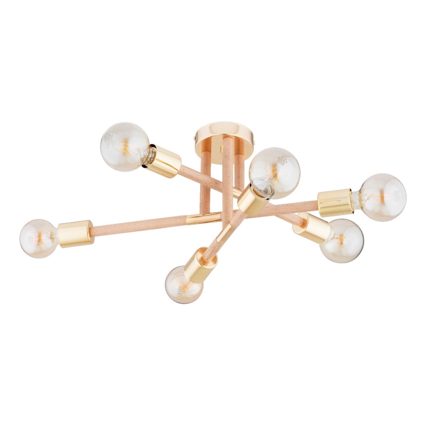 Kiinteä kattokruunu OTELLO 6xE27/15W/230V kulta/beige