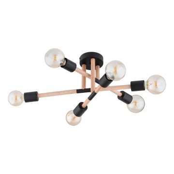 Kiinteä kattokruunu OTELLO 6xE27/15W/230V musta/beige