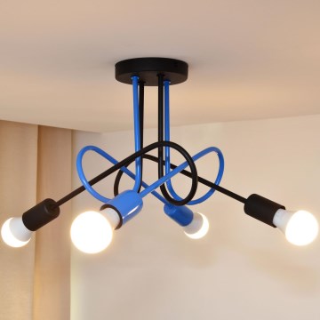 Kiinteä kattokruunu OXFORD 4xE27/15W/230V musta/sininen