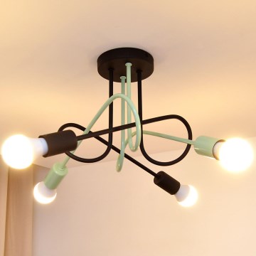 Kiinteä kattokruunu OXFORD 4xE27/15W/230V musta/vihreä