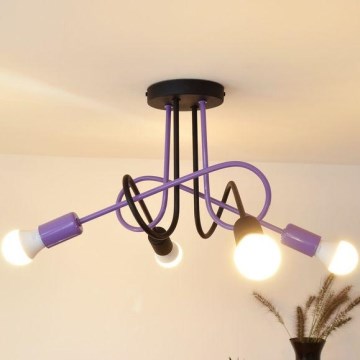Kiinteä kattokruunu OXFORD 4xE27/15W/230V musta/violetti
