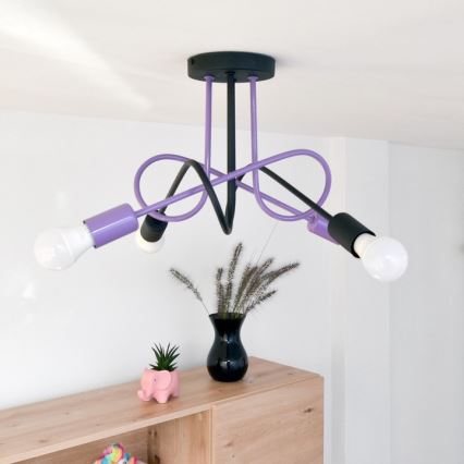 Kiinteä kattokruunu OXFORD 4xE27/15W/230V musta/violetti