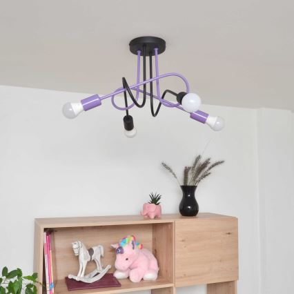 Kiinteä kattokruunu OXFORD 4xE27/15W/230V musta/violetti
