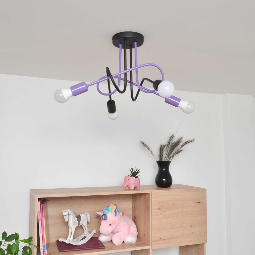 Kiinteä kattokruunu OXFORD 4xE27/15W/230V musta/violetti