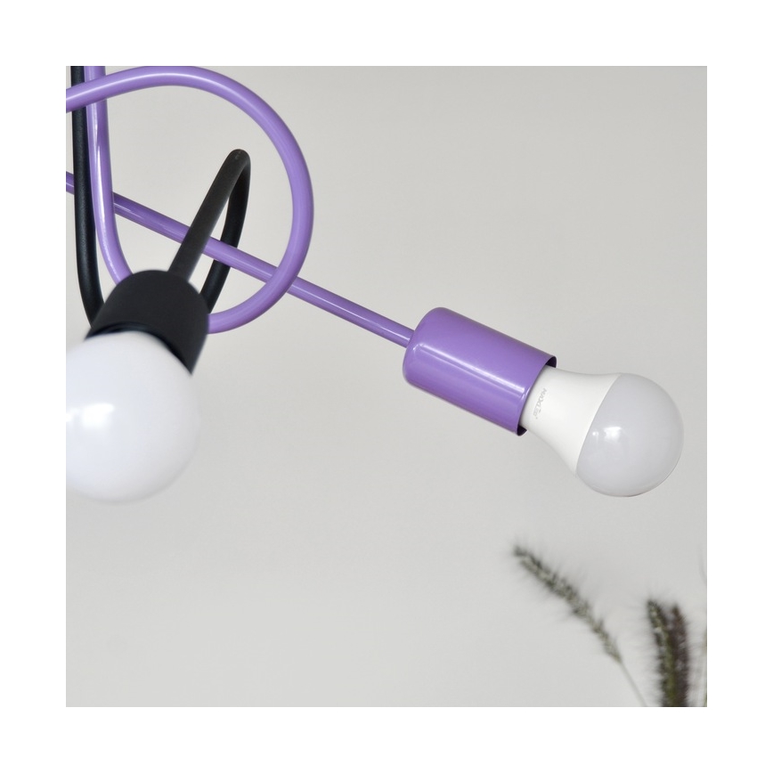 Kiinteä kattokruunu OXFORD 4xE27/15W/230V musta/violetti