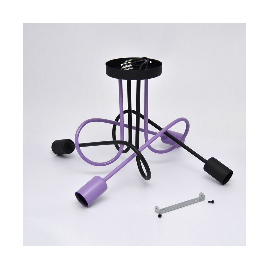 Kiinteä kattokruunu OXFORD 4xE27/15W/230V musta/violetti