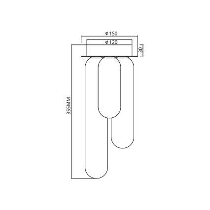 Kiinteä kattokruunu PAX 3xG9/9W/230V kulta