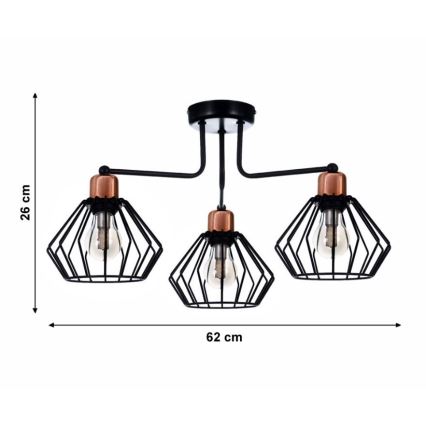 Kiinteä kattokruunu PORTO 3xE27/40W/230V