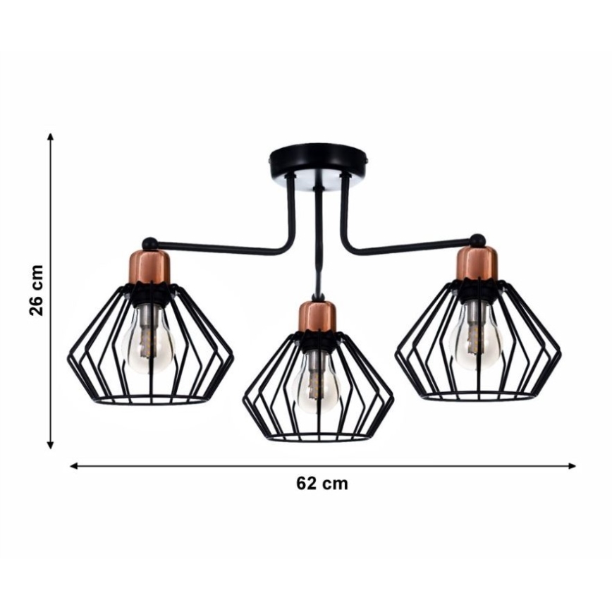 Kiinteä kattokruunu PORTO 3xE27/40W/230V