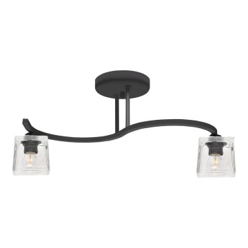 Kiinteä kattokruunu SANTOS 2xE27/15W/230V musta/läpinäkyvä