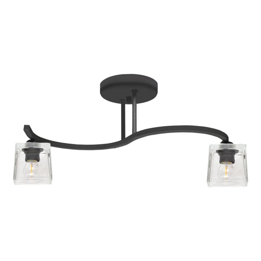 Kiinteä kattokruunu SANTOS 2xE27/15W/230V musta/läpinäkyvä