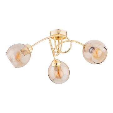 Kiinteä kattokruunu SEYLA 3xE27/60W/230V kulta/beige