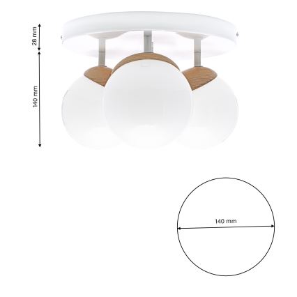 Kiinteä kattokruunu SFERA WOOD 3xE14/40W/230V