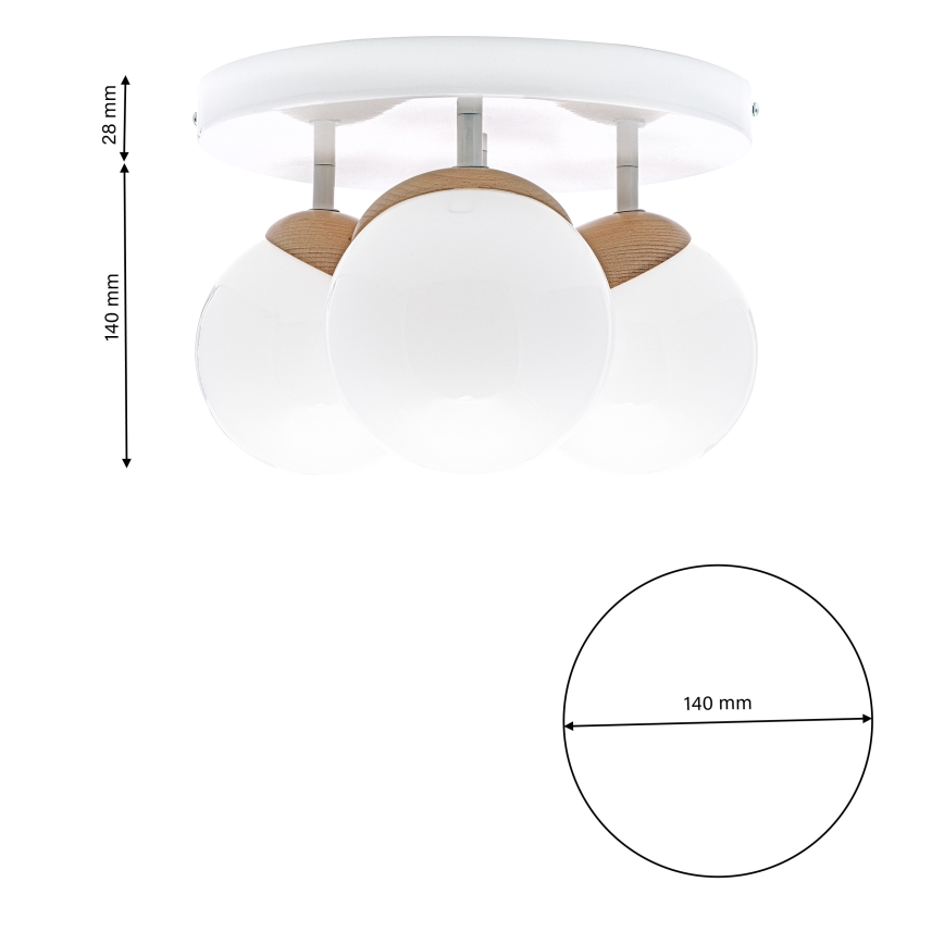 Kiinteä kattokruunu SFERA WOOD 3xE14/40W/230V