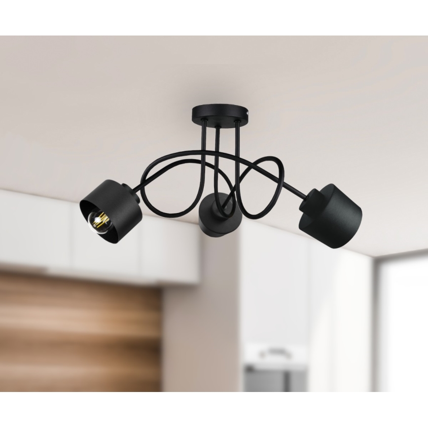 Kiinteä kattokruunu SIMPLY BLACK 3xE27/60W/230V
