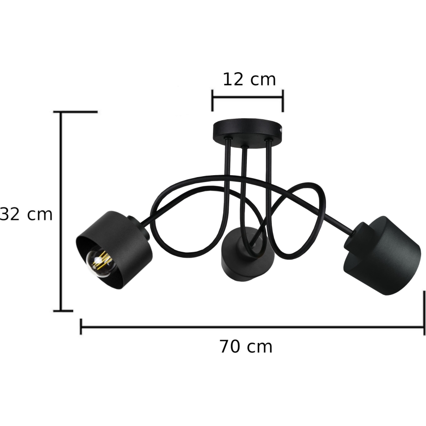 Kiinteä kattokruunu SIMPLY BLACK 3xE27/60W/230V