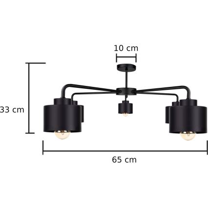 Kiinteä kattokruunu SIMPLY BLACK 5xE27/60W/230V