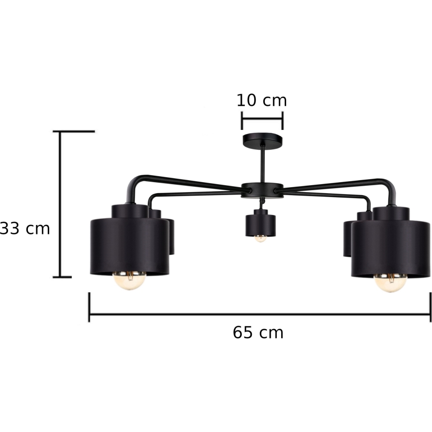 Kiinteä kattokruunu SIMPLY BLACK 5xE27/60W/230V