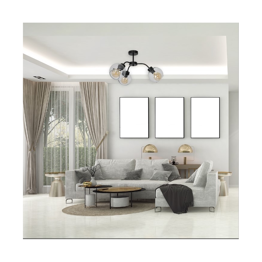 Kiinteä kattokruunu SOFIA 3xE27/60W/230V läpinäkyvä