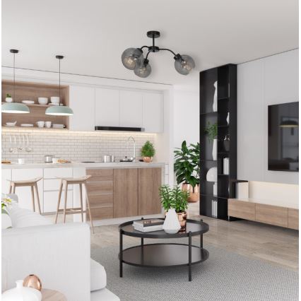 Kiinteä kattokruunu SOFIA 3xE27/60W/230V musta