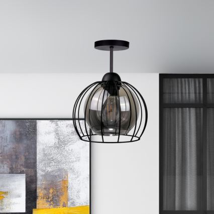 Kiinteä kattokruunu SOLO BLACK 1xE27/60W/230V musta/savuinen