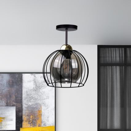 Kiinteä kattokruunu SOLO BLACK 1xE27/60W/230V musta/kultainen