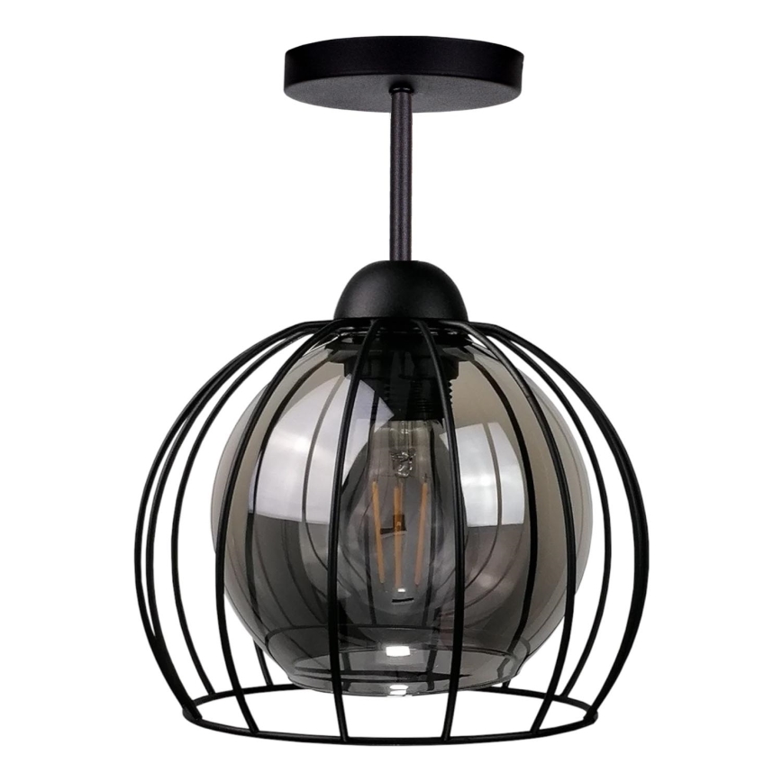 Kiinteä kattokruunu SOLO BLACK 1xE27/60W/230V musta/savuinen