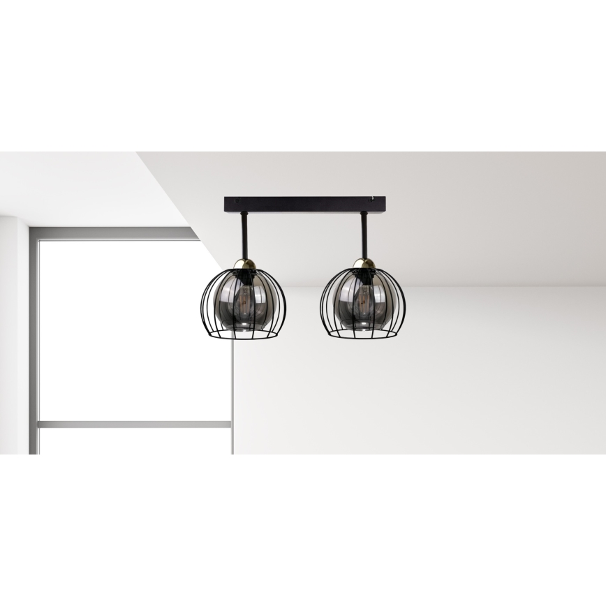 Kiinteä kattokruunu SOLO BLACK 2xE27/60W/230V musta/kultainen