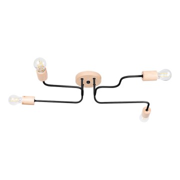 Kiinteä kattokruunu TIMBO 4xE27/15W/230V musta/beige/pyökki