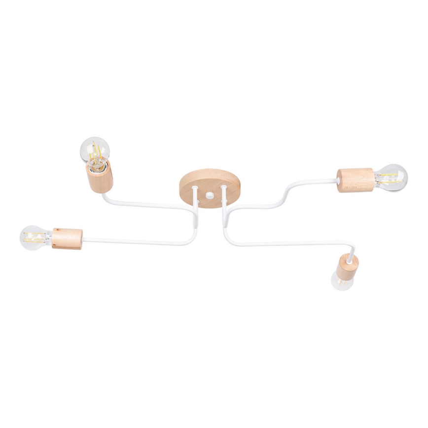 Kiinteä kattokruunu TIMBO 4xE27/15W/230V valkoinen/beige/pyökki