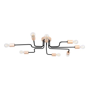 Kiinteä kattokruunu TIMBO 8xE27/15W/230V musta/beige/pyökki