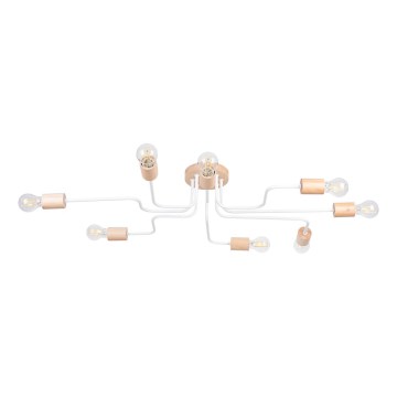 Kiinteä kattokruunu TIMBO 8xE27/15W/230V valkoinen/beige/pyökki
