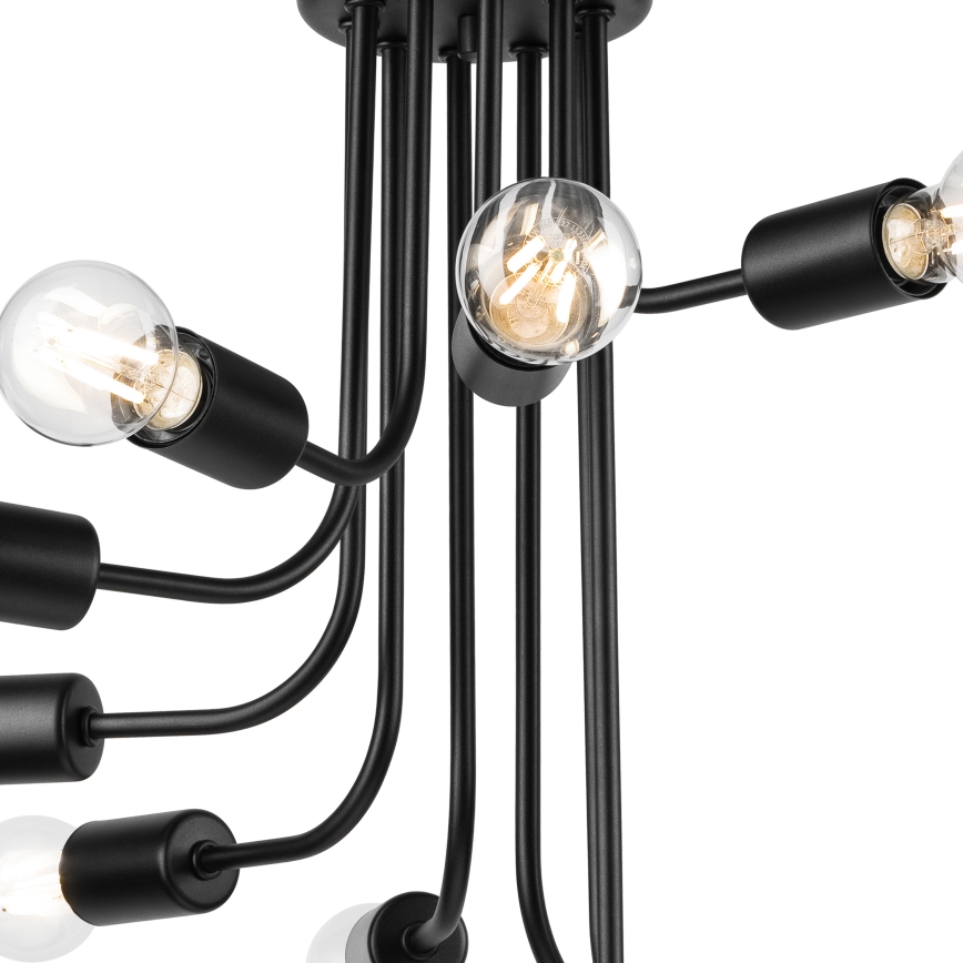 Kiinteä kattokruunu TRINITY 10xE27/15W/230V musta