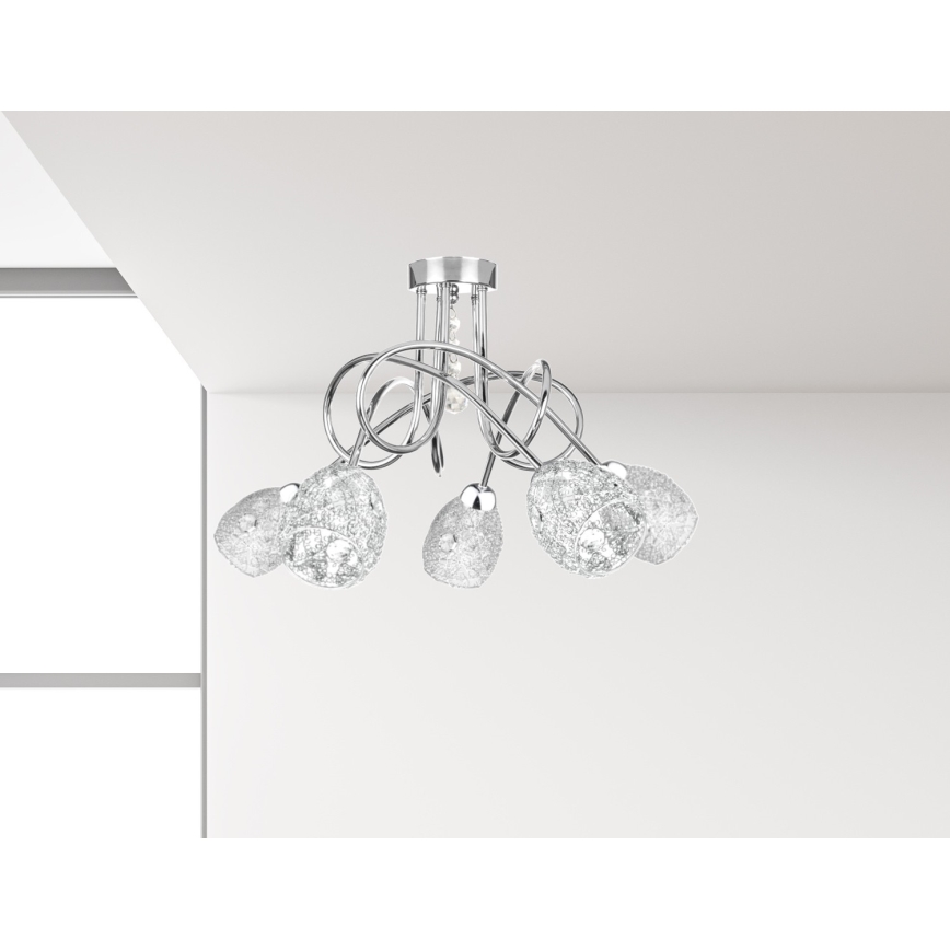 Kiinteä kattokruunu TWIST CRYSTAL 5xE14/40W/230V