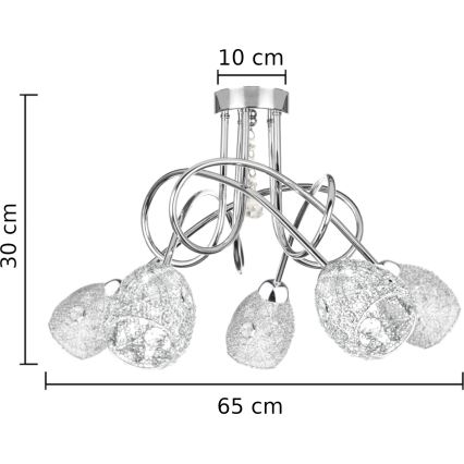 Kiinteä kattokruunu TWIST CRYSTAL 5xE14/40W/230V