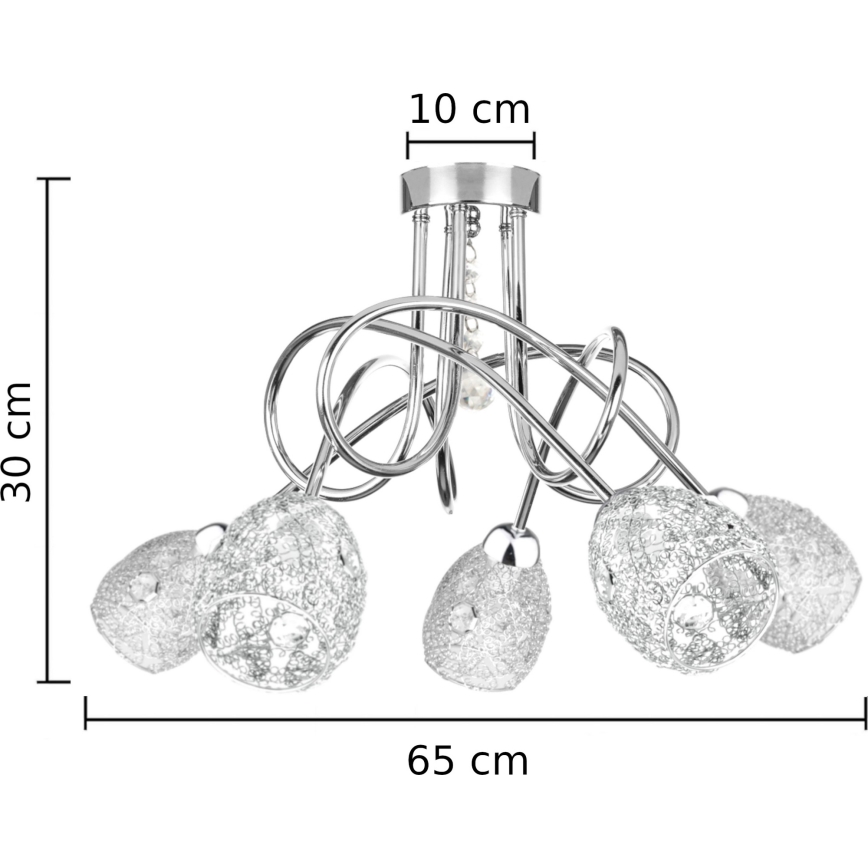 Kiinteä kattokruunu TWIST CRYSTAL 5xE14/40W/230V