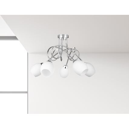 Kiinteä kattokruunu TWIST WHITE 5xE14/40W/230V