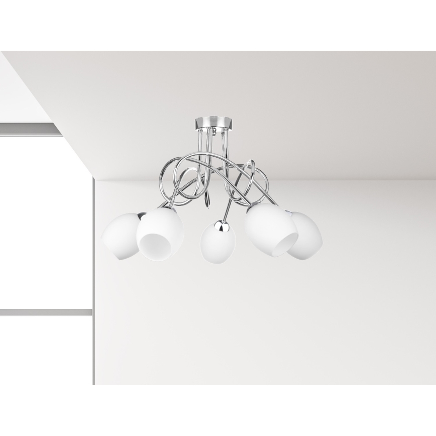 Kiinteä kattokruunu TWIST WHITE 5xE14/40W/230V